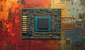 Computing processor, CPU, microchip, and electronic circuit board,Computer Digital Background Royalty Free Stock Photo