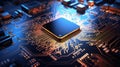 Computing processor, CPU, microchip, and electronic circuit board,Computer Digital Background Royalty Free Stock Photo