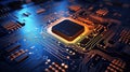 Computing processor, CPU, microchip, and electronic circuit board,Computer Digital Background Royalty Free Stock Photo
