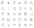 Computing technology line icons collection. Algorithm, Coding, Debugging, Encryption, Firewall, Hardware, Interface