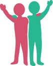 Comrades in Color A Friendship Silhouette Vector Royalty Free Stock Photo