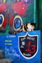 MEDELLIN, COLOMBIA, AUGUST 15, 2018: Mural painting in Comuna 13, Medellin