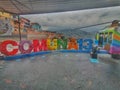 Comuna 13 sign en medellin Colombia. Royalty Free Stock Photo