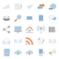 Comunication and web color flat icons set Royalty Free Stock Photo