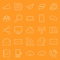 Comunication and web thin lines icons set