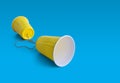 Comunication Yellow Plastic cup with string Royalty Free Stock Photo