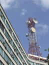 Comunications Tower over a building