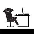 Con vector of Businessman falling asleep at his work. Procrastination. working at home or office, freelance Royalty Free Stock Photo