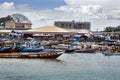 Conakry Guinea West Africa typical fishing market with daily fish sale