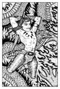 Conan Warrior Barbarian, hand drawn illustration