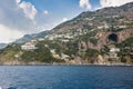 Conca dei Marini village on Amalfi coast seen from the sea Royalty Free Stock Photo