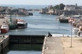 Concarneau Brittany France. View of fishing port and Old Town Royalty Free Stock Photo