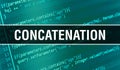 Concatenation text written on Programming code abstract technology background of software developer and Computer script. Royalty Free Stock Photo