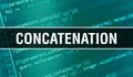 Concatenation text written on Programming code abstract technology background of software developer and Computer script.