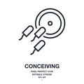 Conceiving process editable stroke outline icon isolated on white background vector illustration. Pixel perfect. 64 x 64