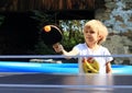 Little girl playing ping-pong Royalty Free Stock Photo