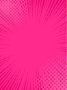 Concentrated speed lines and halftone dots converging in the center creating a vibrant, dynamic backdrop with copy space