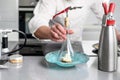 Concentrated at work. Portrait of professional chef working in restaurant kitchen. Royalty Free Stock Photo