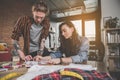 Concentrated workers creating attractive images