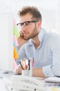 Concentrated young man using computer Royalty Free Stock Photo