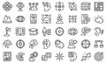 Concentration of attention icons set outline vector. Goal focus