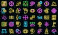 Concentration of attention icons set vector neon