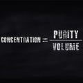 concentration equal to purity upon volume mathematical equation displayed on dark abstract background