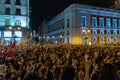 Concentration of the feminist movement in repudiation of all feminicides in the Sol square in Madrid Royalty Free Stock Photo