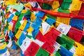 Colorful Tibetan prayer flags in Yumbulakhang Palace - Tibet Royalty Free Stock Photo