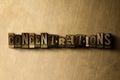 CONCENTRATIONS - close-up of grungy vintage typeset word on metal backdrop