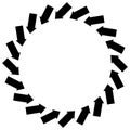 Concentric arrows symbol to illustrate rotation, gyration, torsion, turning concepts