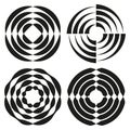 Concentric circle patterns. Segmented ring design. Abstract geometric Vector. Optical illusion element. Royalty Free Stock Photo