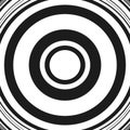 Concentric circles abstract circular pattern. Geometric monochrome pattern with radial / radiating circles, rings Royalty Free Stock Photo