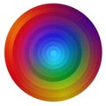 Concentric circles in a circular gradient display a spectrum of colors transitioning Royalty Free Stock Photo