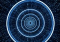 Concentric circles in a deep blue color scheme create a tunnel-like effect, evoking a sense of Royalty Free Stock Photo