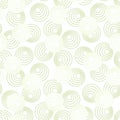 Green concentric circles with dotted outline. Seamless geometric pattern on white background. Vector image