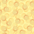 Concentric circles with dotted outline in two colors. Seamless geometric pattern on yellow background. Vector image Royalty Free Stock Photo