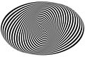 Concentric circles forming a spiral. Ovals, ellipses pattern