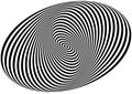 Concentric circles forming a spiral. Ovals, ellipses pattern