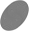 Concentric circles forming a spiral. Ovals, ellipses pattern