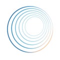 Concentric circles in blue and orange hues on white background Royalty Free Stock Photo