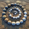 Concentric circles, with the largest stones forming the outermost ring and Royalty Free Stock Photo