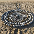 Concentric circles of smooth stones arranged Royalty Free Stock Photo