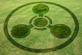 Concentric circles symbols fake crop circle meadow Royalty Free Stock Photo