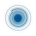 Concentric circles in varying shades of blue create a ripple effect, radiating from a Royalty Free Stock Photo