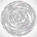 Concentric circulating, circle line and color points. Abstract vortex line and color dot background. Vector illustration for