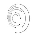 Concentric circulating, circle line and point. Abstract vortex line and dot background. Illustration for design