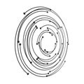 Concentric circulating, circle line and point. Abstract vortex line and dot background. Illustration for design