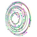 Concentric circulating, circle line and point. Abstract vortex line and dot background. Illustration for design