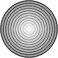 Concentric circulating, circle line and point. Abstract vortex line and dot background. Vector illustration for design